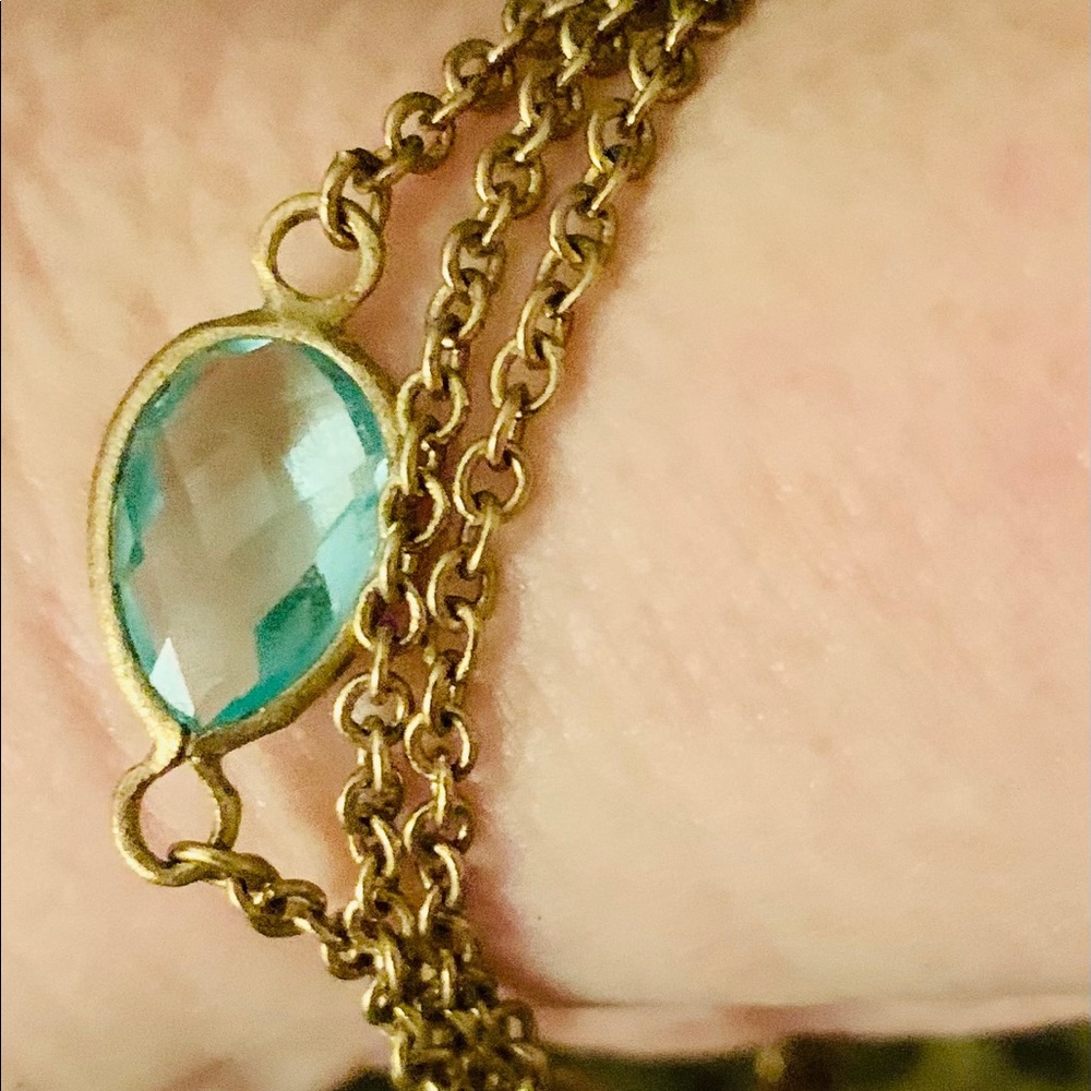 Ralph Lauren gold tone chain & gemstones bracelet